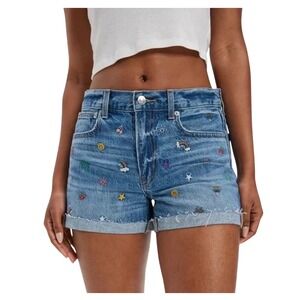 American Eagle Size 6 90s Boyfriend Short Embroidered Cutoff Denim Shorts AEO